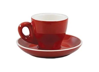 Latte Cup/Saucer 330ml ROCKINGHAM Red/White