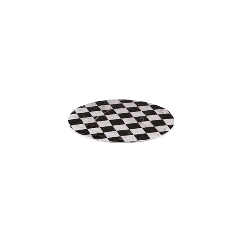 Display Serve Round Platter 330mm RYNER Checkerboard Marble