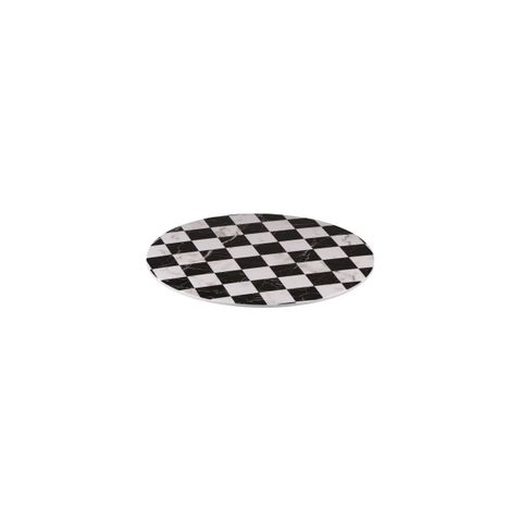 Display Serve Round Platter 330mm RYNER Checkerboard Marble