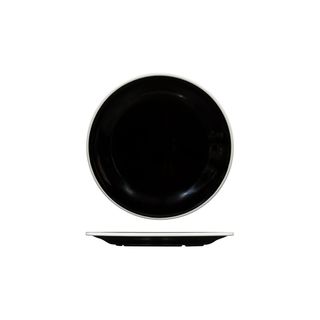 Evoke Round Plate - Wide Rim 220mm RYNER Black with White Rim