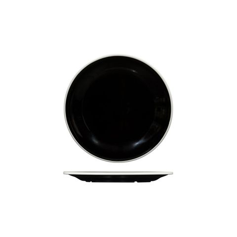 Evoke Round Plate - Wide Rim 220mm RYNER Black with White Rim