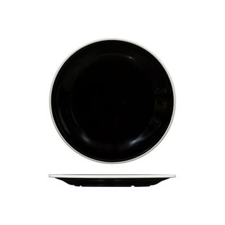 Evoke Round Plate - Wide Rim 270mm RYNER Black with White Rim