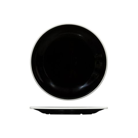 Evoke Round Plate - Wide Rim 270mm RYNER Black with White Rim