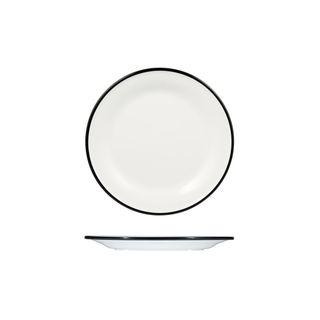 Evoke Round Plate - Wide Rim 220mm RYNER White with Black Rim