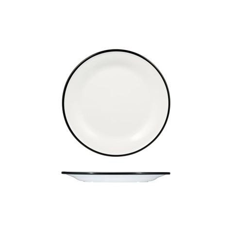 Evoke Round Plate - Wide Rim 220mm RYNER White with Black Rim