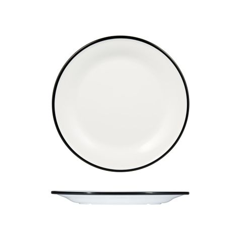 Evoke Round Plate - Wide Rim 270mm RYNER White with Black Rim