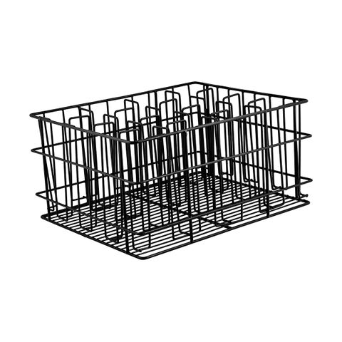 12 Compartment Glass Basket (Black PVC Coated) - 430x355x215mm