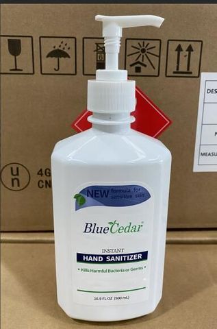 Blue Cedar Hand Sanitizer 75% Ethyl Alcohol 500ml Bottle with Pump