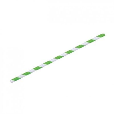 Paper Straw Regular - Green Stripe 6x197 MM 2500 PCS/CTN