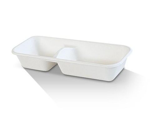 Sugarcane Tray-2 compartment 261x111x46.8 400 PCS/CTN