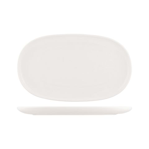 MODA PORCELAIN SNOW OVAL COUPE PLATE 405 x 240mm