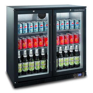 BROMIC Back Bar Fridge 190L Glass 2 Door (Hinged Door)