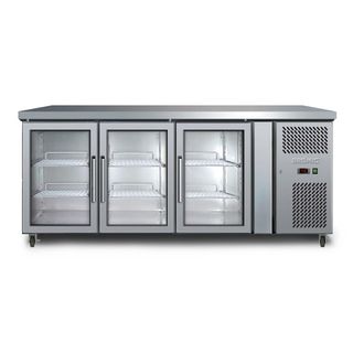 BROMIC Underbench Display Fridge 417L LED Glass 3 Door