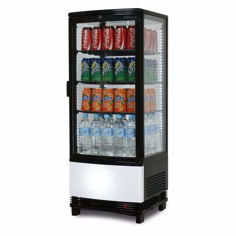 Curved Glass 98L LED Countertop Beverage Chiller