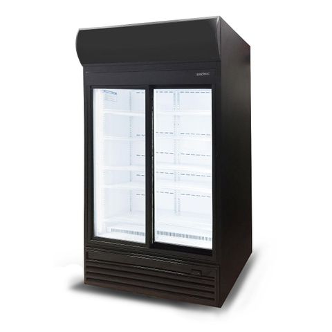 BROMIC LED Sliding Glass Door 945L Upright Display Chiller with Lightbox