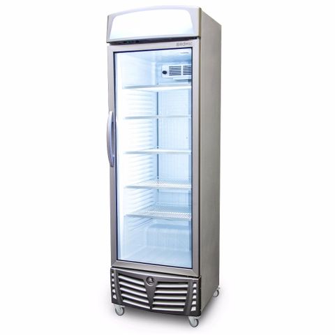 BROMIC LED Flat Glass Door 438L Upright Display Chiller with Lightbox