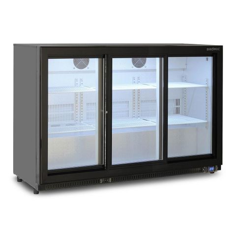 BROMIC Back Bar Fridge 307L Glass 3 Door (Sliding Door)