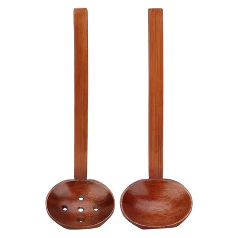 WOODEN LADLE TURTLE SHELL SLOTTED