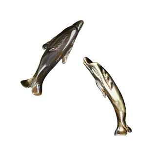 SHELL BEAD - TROCHUS SMOKED - DOLPHIN CARVED 55MM (DOZ)