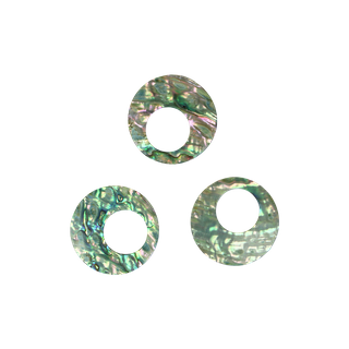 SHELL BLANK PAUA - CIRCLE OFFSET HOLE - NATURAL CURVE, GROUND BACK, TUMBLED POLISHED - 45MM (DOZ)