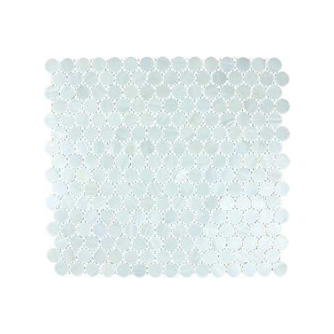 Solid Shell Mosaic Tile - Freshwater Mother of Pearl White Circle