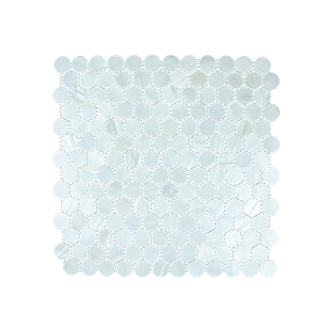 SOLID SHELL MOSAIC TILE - F/W MOP WHITE CIRCLE - 25MM/305*305MM