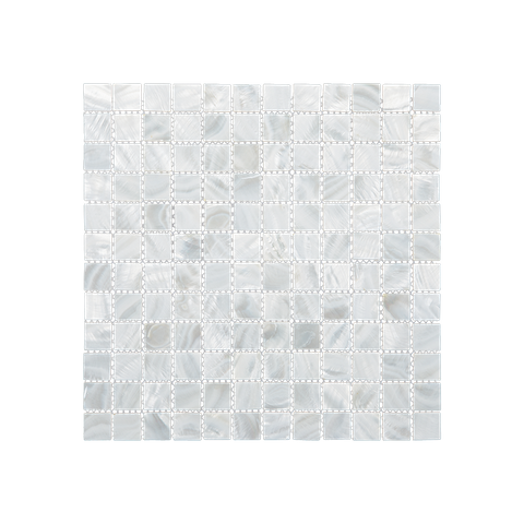 Solid Shell Mosaic Tile - Freshwater Mother of Pearl White Square