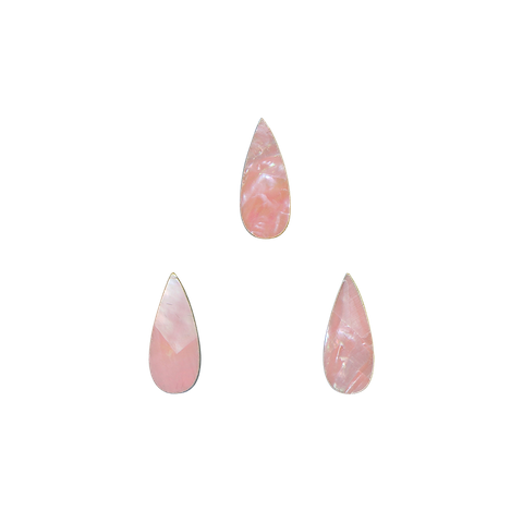White Mother of Pearl Pink Quartz, Teardrop, 3mm Acrylic Backing