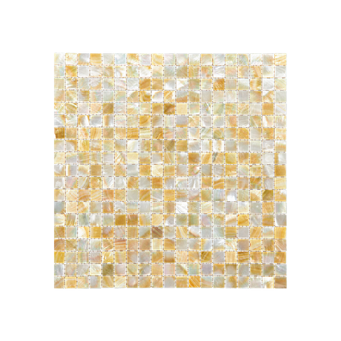 Solid Shell Mosaic Tile - Gold White Mother of Pearl Gold