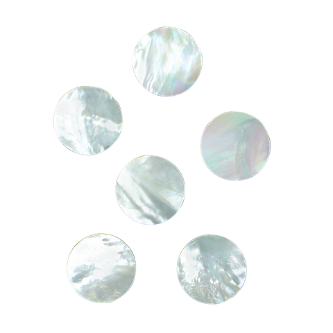 White Mother of Pearl - Circle - Flat, Clean back, Polished 1 Side