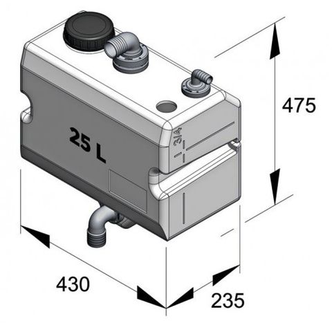 Vetus Bulkhead Mount Waste Tank