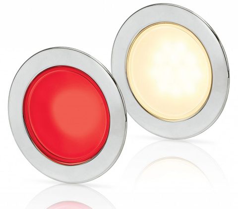 Hella Marine EuroLED 95 Gen 2 LED Down Lights with Spring Clips - Warm White/Red LED, Stainless Steel Rim, Round