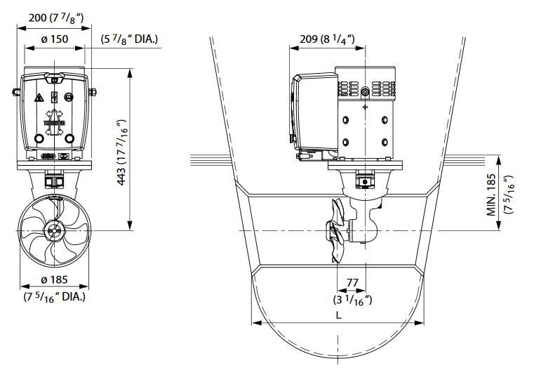 Vetus Stern Thruster Kit 8HP 95KGF