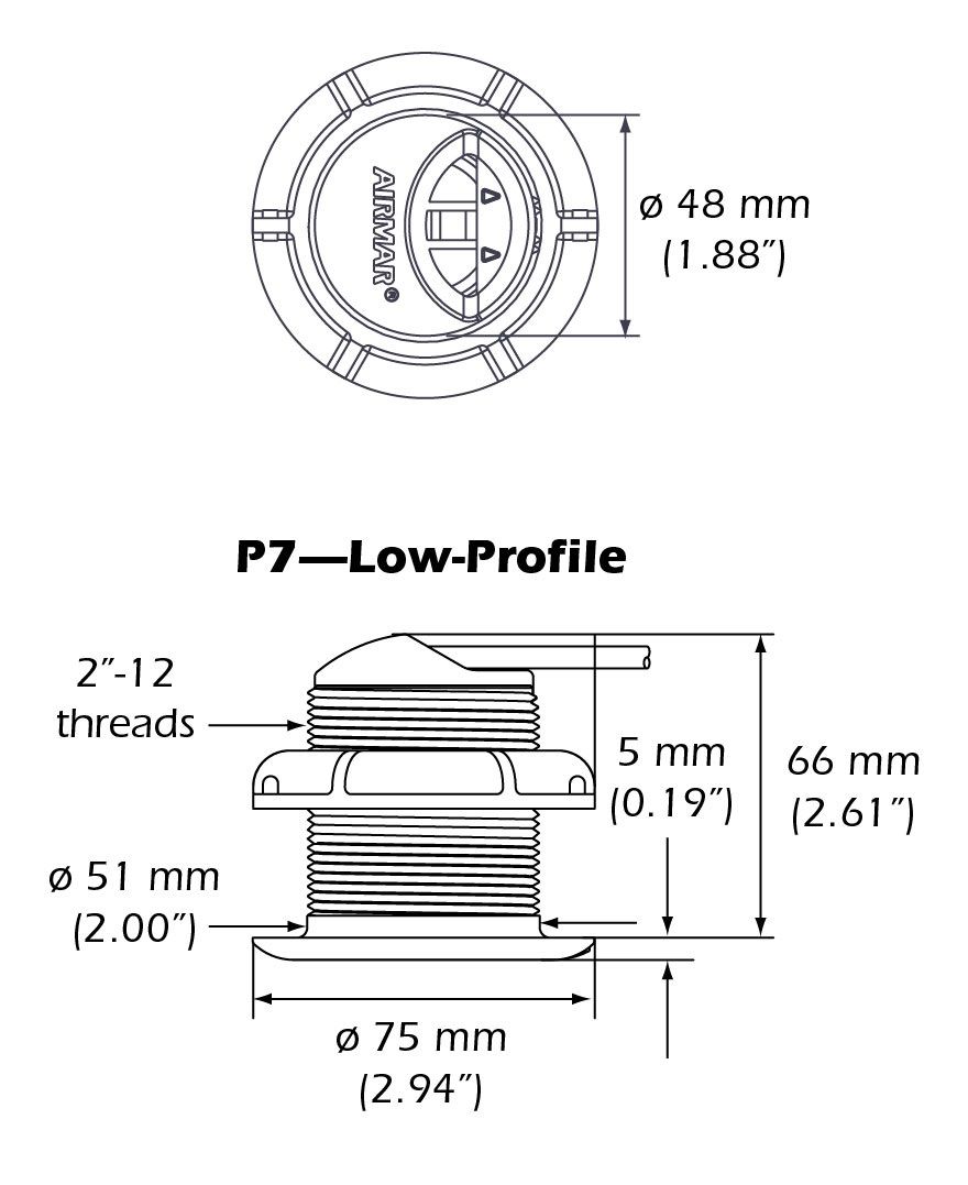Raymarine P7 Shorty ThruHull Transducer