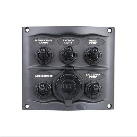 5-Way Waterproof Switch Dual USB