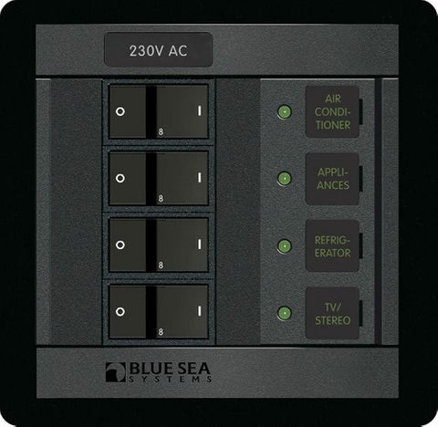 Blue Sea 360 Circuit Breaker Panel with Flat Rocker Circuit Breakers
