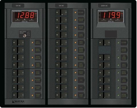 Blue Sea 360 Circuit Breaker Panel,  AC/DC With Meter