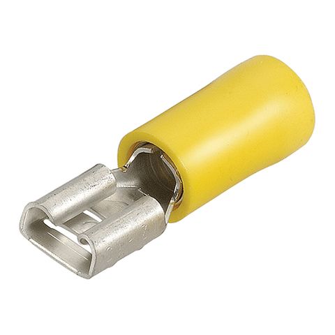 6.3x0.8mm Female Blade Terminal Yellow (12 Pack)
