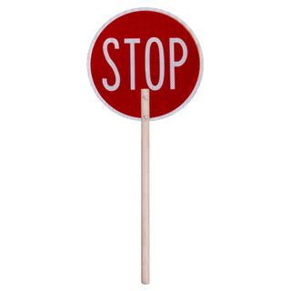 Stop / Slow Sign With Wooden Handle