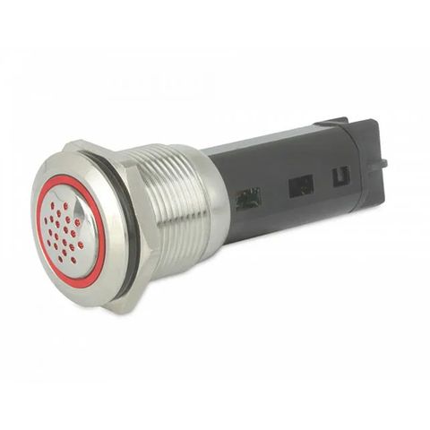 Hella Warning Alarm >80dB Stainless Steel with Red LED Ring - 24 Volt