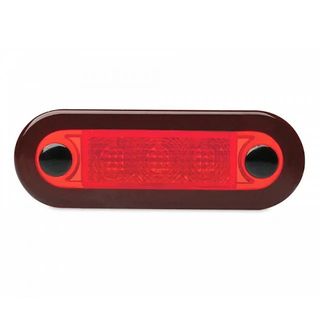 Hella LED Wide Rim Rectangular Courtesy Lamp, 12 Volt - Red Light - Red Lens