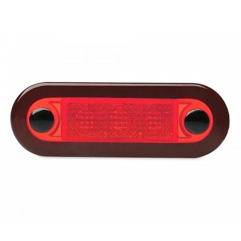 Hella LED Wide Rim Rectangular Courtesy Lamp, 12 Volt - Red Light - Red Lens