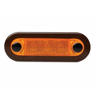 Hella LED Wide Rim Rectangular Courtesy Lamp, 12 Volt - Amber Light - Amber Lens