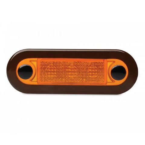 Hella LED Wide Rim Rectangular Courtesy Lamp, 12 Volt - Amber Light - Amber Lens