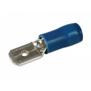 Hella Male Blade Crimp Terminals - Blue 6.3mm (100 Pack)