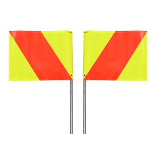 Yellow & Orange PVC Fluro Flags 400 x 300 with Alloy Handles (Pair)