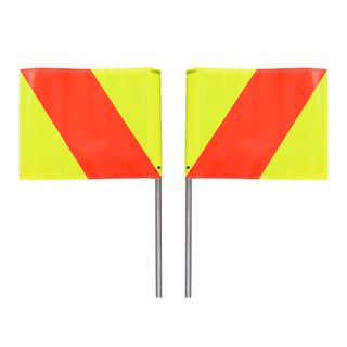 Yellow & Orange PVC Fluro Flags 400 x 300 with Alloy Handles (Pair)