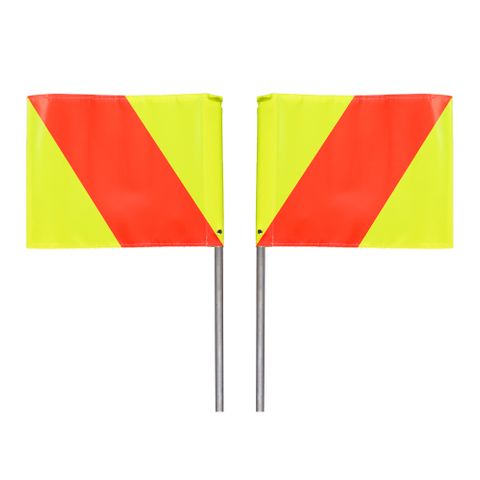 Yellow & Orange PVC Fluro Flags 400 x 300 with Alloy Handles (Pair)