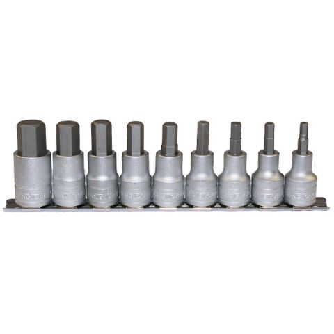 Teng Tools 9 Piece 1/2 Inch Drive Metric Hex Bit Socket Clip Rail