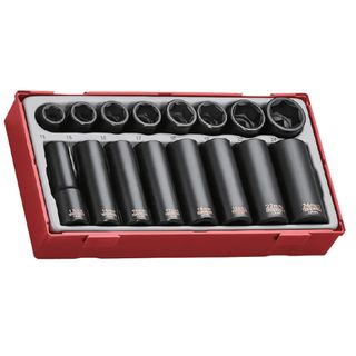 Teng Tools 16 Piece 1/2 Inch Drive Metric Impact Socket Set